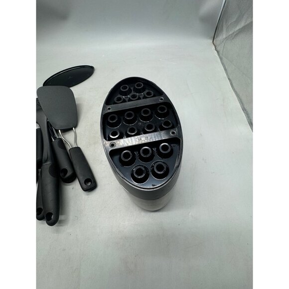 9-Piece Black white Kitchen Utensil Set Stainless Steel Holder drainage READ - Picture 3 of 4